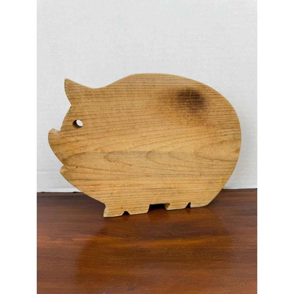 Vintage Pig Shaped Wooden Cutting Board Farmhouse Rustic Kitchen Decor‎ Small